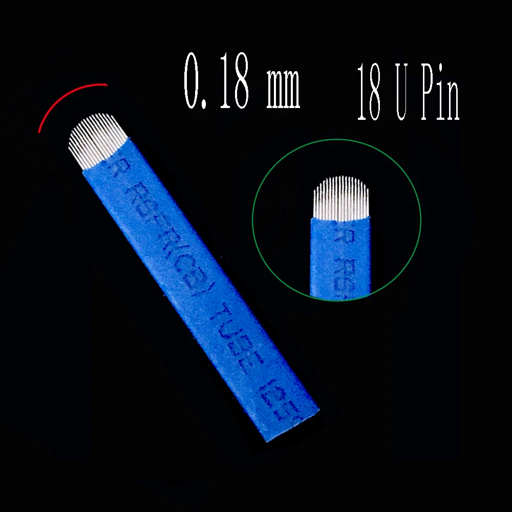 

Microblading Needles 0.18mm U 18 Blue Lamina Tebori 18 Pin for Permanent Makeup Tattoo Blade Eyebrow Manual Pen 3d Embroidery