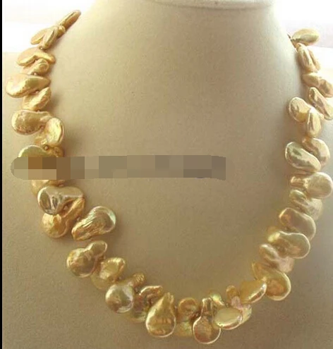 

08149 freshwater pearl champange coin drop necklace 17" natur