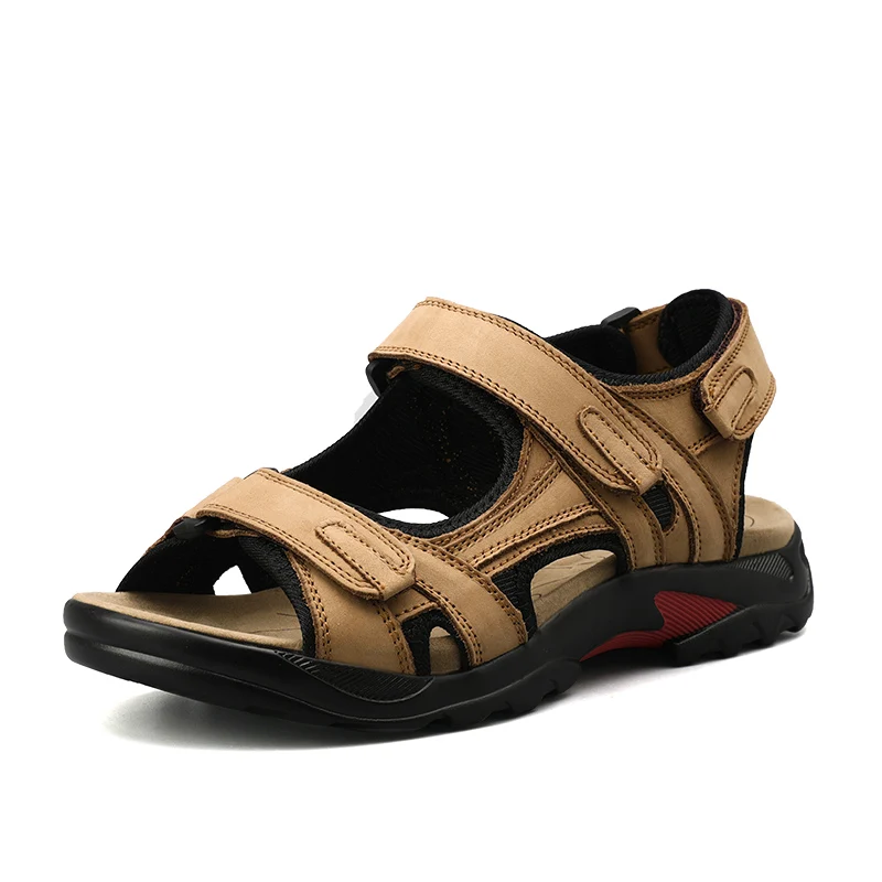 

JMaiou Sandals Men Summer Outdoor Comfortable Hiking Shoes Beach Casual Flat Sport Male Walking Water Breathable Leather Shoes