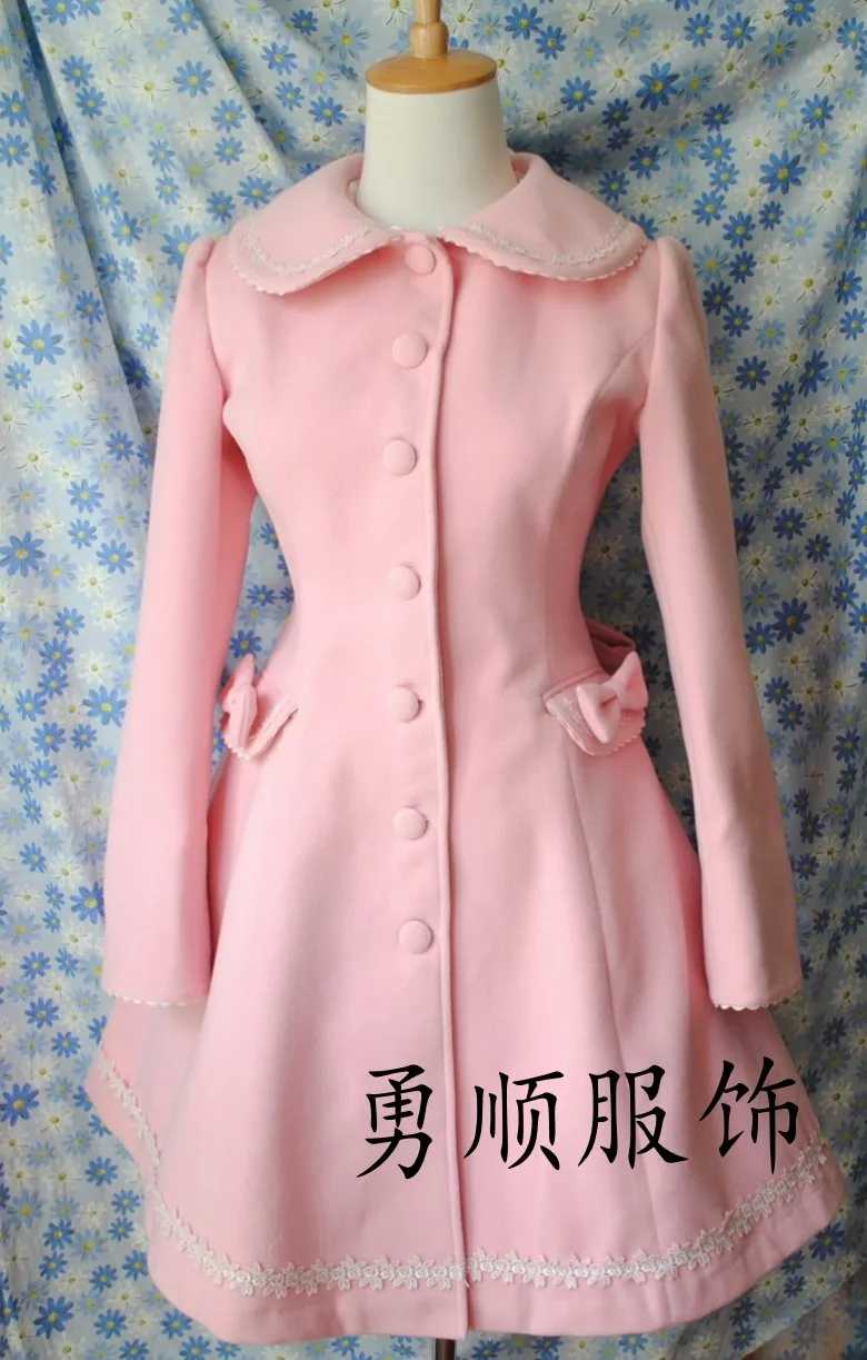 Зимнее шерстяное пальто в стиле Лолиты с капюшоном и капюшоном для девочек