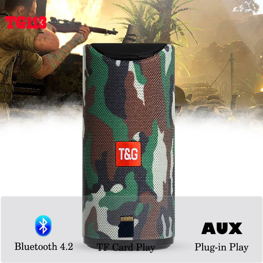 

TG Bluetooth Speaker Portable Outdoor Loudspeaker Wireless Mini Column 3D 10W Stereo Music Surround Support FM TFCard Bass Box