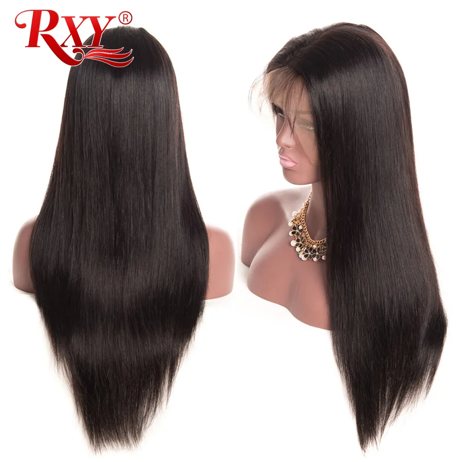 RXY Pre Plucked Full Lace Human Hair Wigs With Baby Hair Brazilian Straight Wig Glueless Full Lace Wigs For Black Women Non Remy