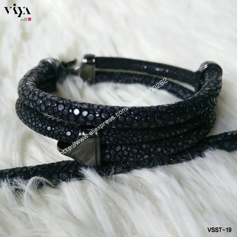 Genuine Stingray Skin leather bracelet Men-VSST-19-1 (1)