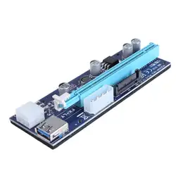 6Pin PCI Express Riser Card 1x к 16x удлинитель 60 см USB 3,0 кабель с светодиодный свет/4pin molex питания sata для Биткойн Майнер