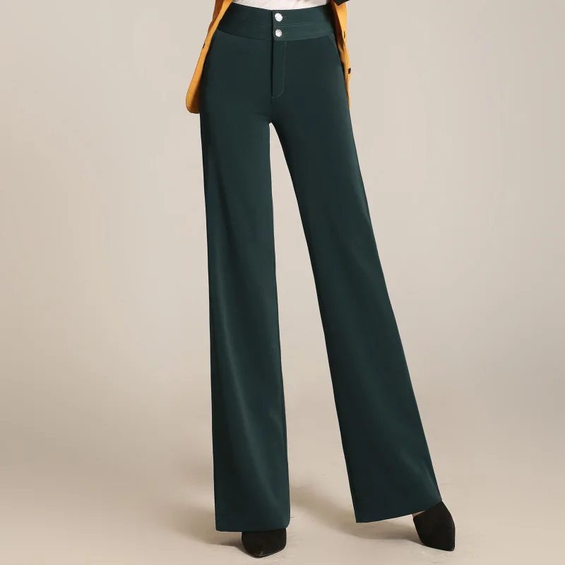 Брендовые женские элегантные широкие брюки с высокой талией, женские одноцветные длинные брюки размера плюс, узкие прямые брюки, бренд 5XL 6XL - Цвет: Material is thin