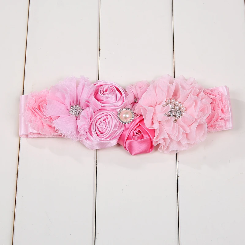 Purple, Pink, Sky Blue Kids Belts Girls Satin Rhinestone Women Children Flower Belt for Party Wedding Dresses Flower Girl Sash