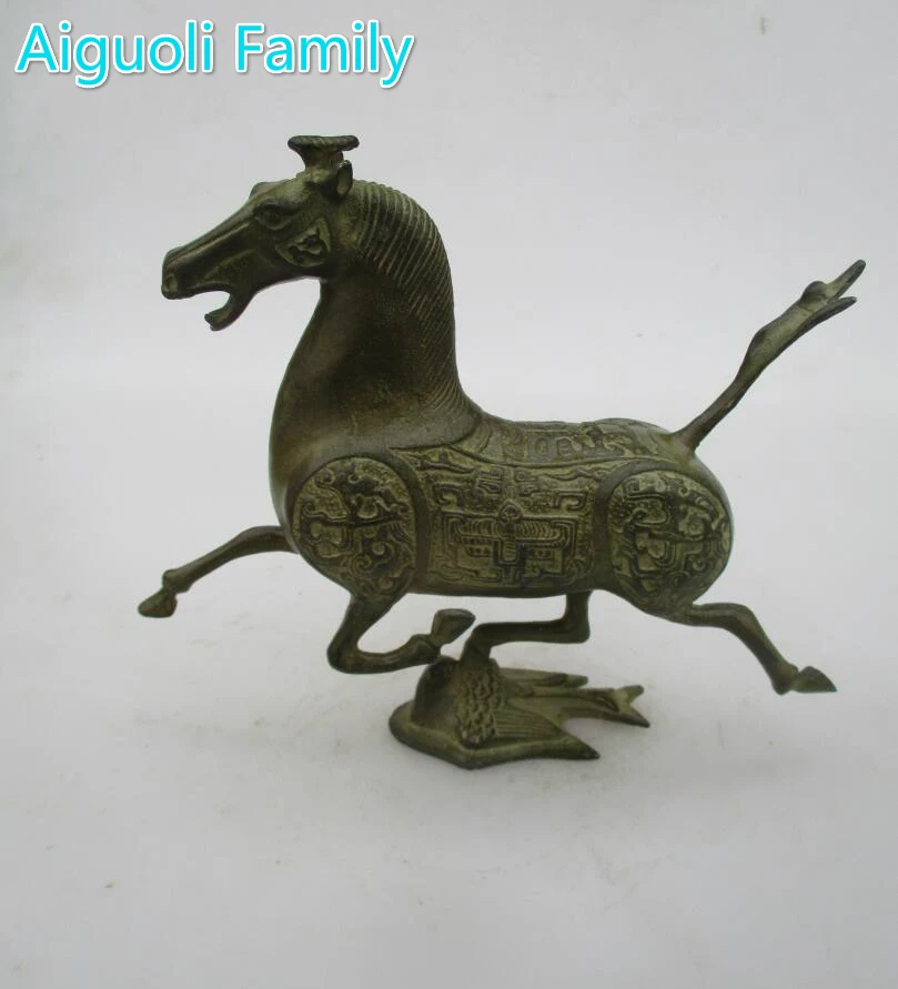 

Long 9 inch Ancient Oriental Art Horse Chinese old bronze Carved horse Statue/ Metal animals Sculpture