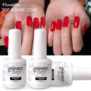

Verntion professional Long-lasting UV Top Coat+UV Base Coat Foundation for Colorized Soak-off Nail Gel Polish 15ML Long Lasting
