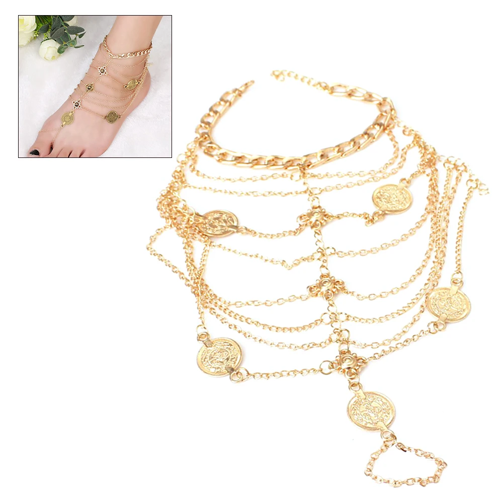 

PIXNOR Women's Multi layer Foot Chain Anklets Barefoot Sandals Beach Ankle Bracelet for Lady's Foot Jewelry Decoration Supplier