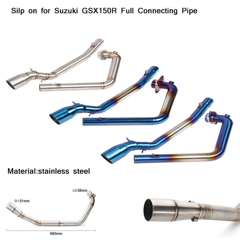 

Silp on for Suzuki GSX150R Motorcycle Full Connecting Pipe Modified 51mm Header Exhaust Silencer System