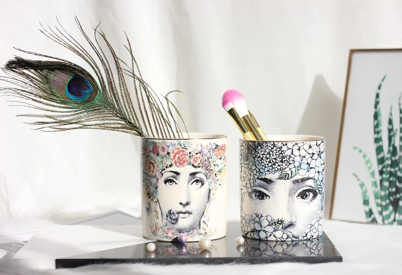 Fornazetti керамическая емкость домашнее настольное украшение fornazetti свеча банка ваза макияж ручка держатель