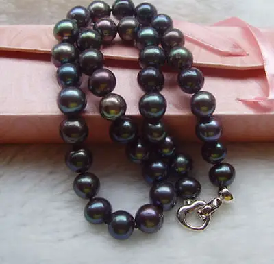 

FREE SHIPPING HOT sell new Style >>>> 11-10 mm natural tahitian south sea black green pearl necklace 18''