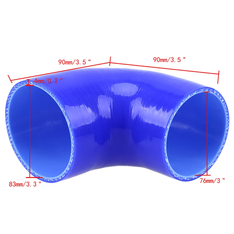 Posbay автомобильные аксессуары 38-76 мм 1," до 3,3" 90 градусов Регулируемый силиконовый шланг редуктор муфта синий турбо труба шланг Универсальный