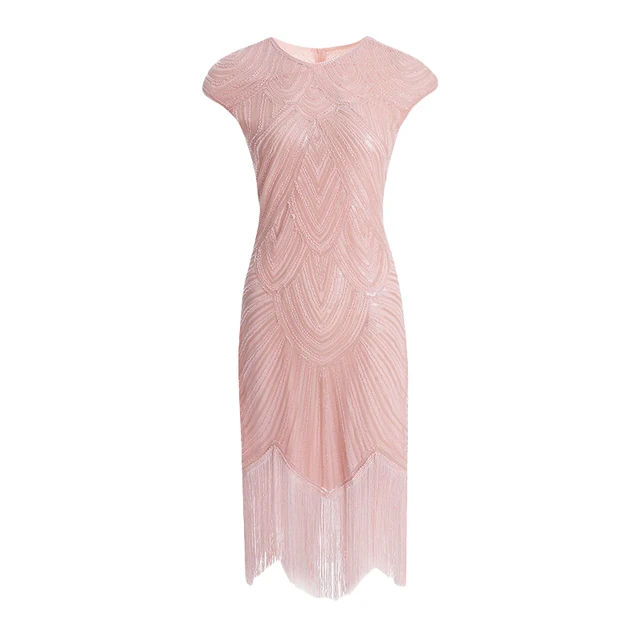 one shoulder fringe midi dress in pink