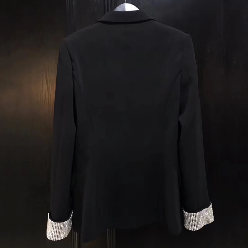 Black Jacket Women Autumn Fashion Daimond Lady Long Sleeve Jacket 2018 Fashion New Jacket