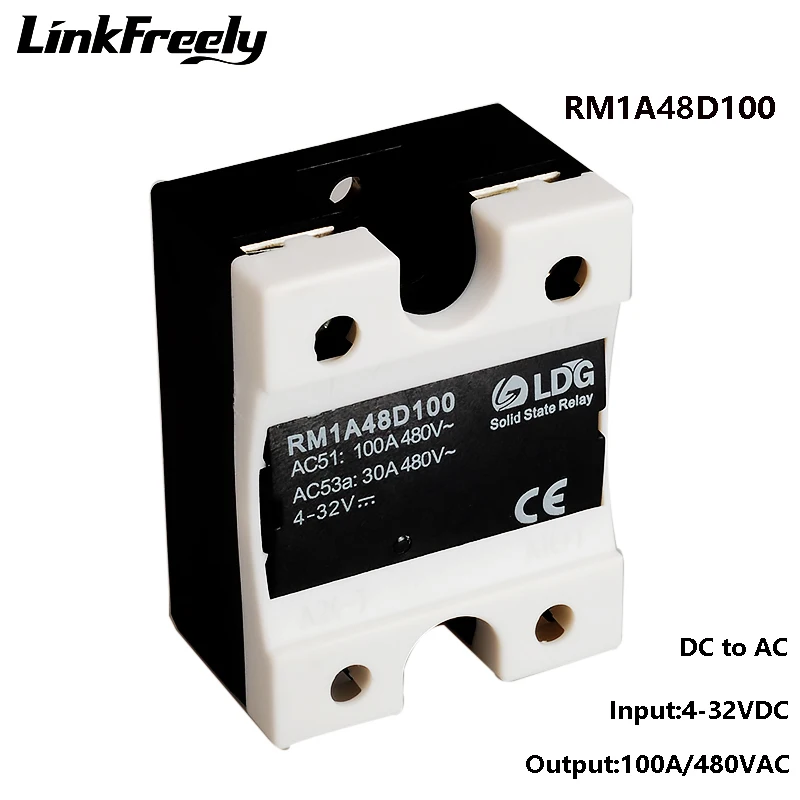 RM1A48D100 2SCR 100A Relé de Estado Sólido DC AC, Saída: 42-530VAC Entrada: 5V 12V 24V DC SSR Relé, Placa de Interruptor do Relé de Partida Suave