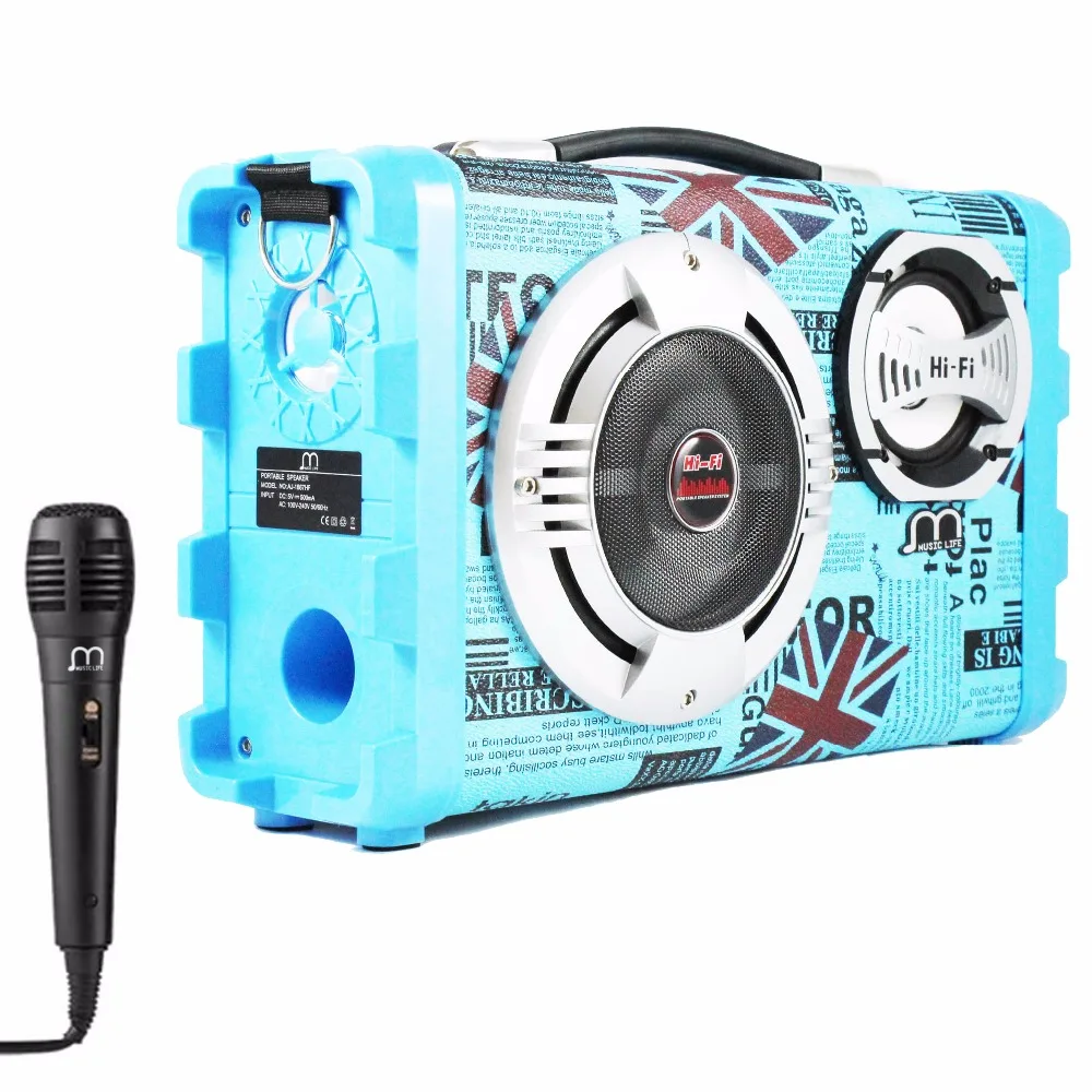 

Bluetooth Speaker Karaoke Portable with Microphone MP3 FM Radio USB TF Card Rechargeable High Power For Party BBQ
