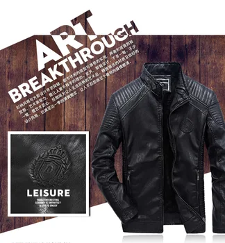 

2020 autumn and winter men plus velvet leather casual leather clothing collar collar motorcycle leather jacket