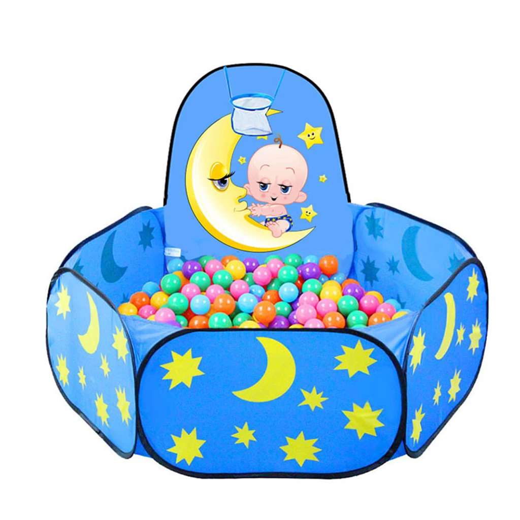 Fun Pop Up Ball Pit Pool Toddler Baby Play Tent Playhouse Playpen with Basketball Hoop Developmental play Game Toy 120CM/ 47''