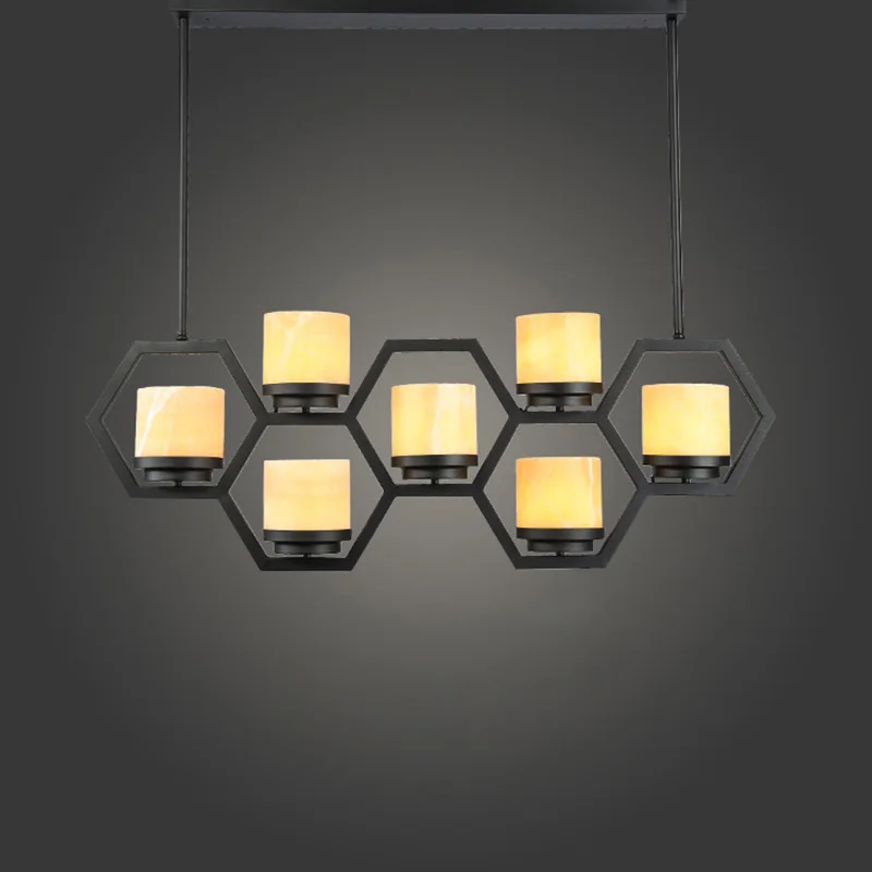

Marble Vintage Chandeliers Multiple Rod Wrought Iron Ceiling Lamp E27 Bulb Living Room Home Lighting Fixtures Round Retro Light