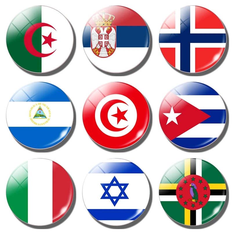 

National flag refrigerator magnets (Tunisia,Cuba,Serbia ,Italy,Algeria,Israel,Norwegian,Dominica,Nicaragua) 30MM fridge magnet