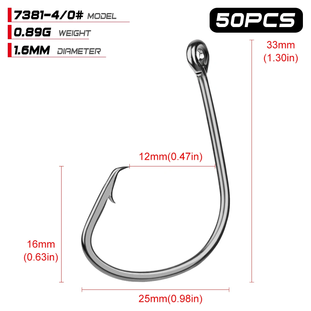 100 шт. рыболовные крючки черные цвета Осьминог/круг Спорт Круг Рыболовный крючок джиг большой 1#-5/0# Размер бас один крючок - Цвет: Sport Circle 40