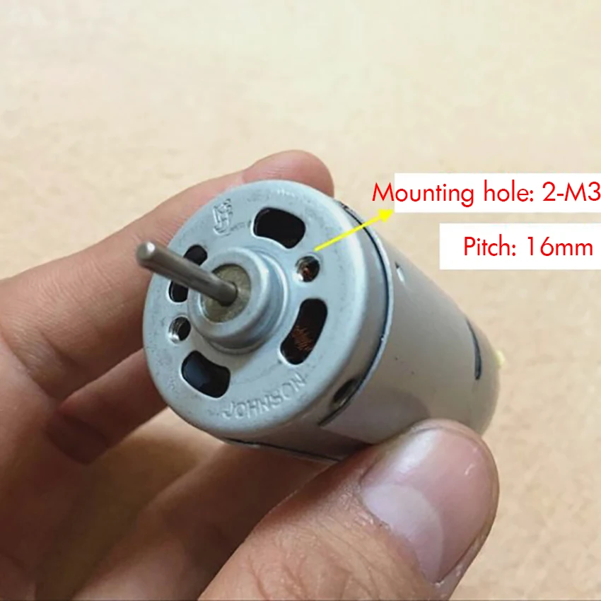 

Micro Carbon Brush Motor 395 Double Output Shafts Mini DC Motor for DIY Robot Model DC 18V 11700 rpm, Shaft Diameter 2.3mm