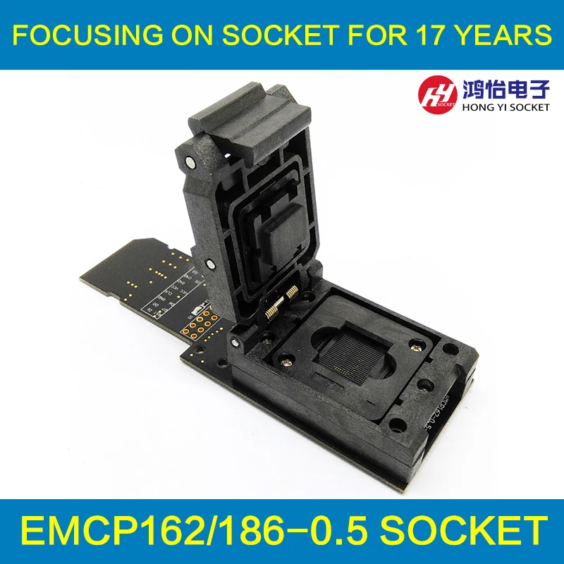 eMCP162/186 Test Socket BGA162 BGA186 Reader IC Size 12x16mm Pin Pitch 0.5mm Nand Flash Programmer Adapter Data Recovery