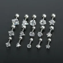 1 шт., элегантные маленькие серьги-гвоздики для ушей, серьги для губ, пирсинг, кольцо с кубическим цирконием, хирургическая сталь, 3 мм, 4 мм, 5 мм, ювелирные изделия для женщин