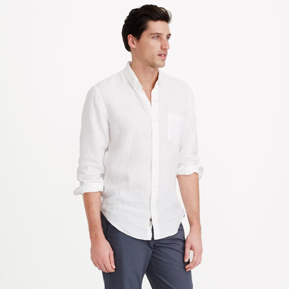 Summer White Linen Shirts Men Linen Shirt Tailor Made Dress Shirts Custom Fit Shirt Men Slim Fit Men's Linen Shirts Long Sleeve