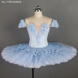 Бледно-голубой кружевной лиф с богатой отделкой профессиональная балетная пачка классическая танцевальная балетная пачка конкурсное