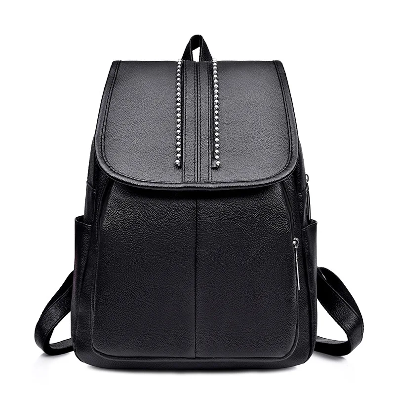 New Fashion Black Backpacks Women Backpack High Quality School bags for Girls PU Leather Softback 3 Design Women's Backpack bag