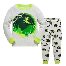 

Halloween Children's Clothing New Pattern Pumpkin Witch pyjamas kids Baby Boys and Girls Long Sleeve Cotton print Pajamas sets