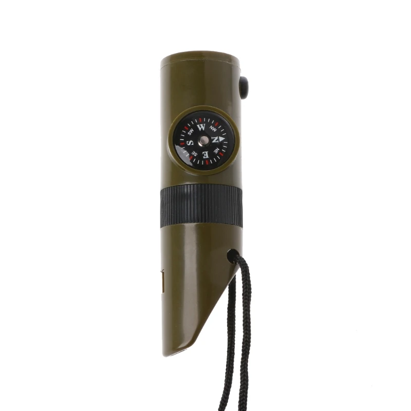

Hot Sell 7 in 1 Field Survival Whistle Compass Thermometer Flashlight Magnifier Outdoor