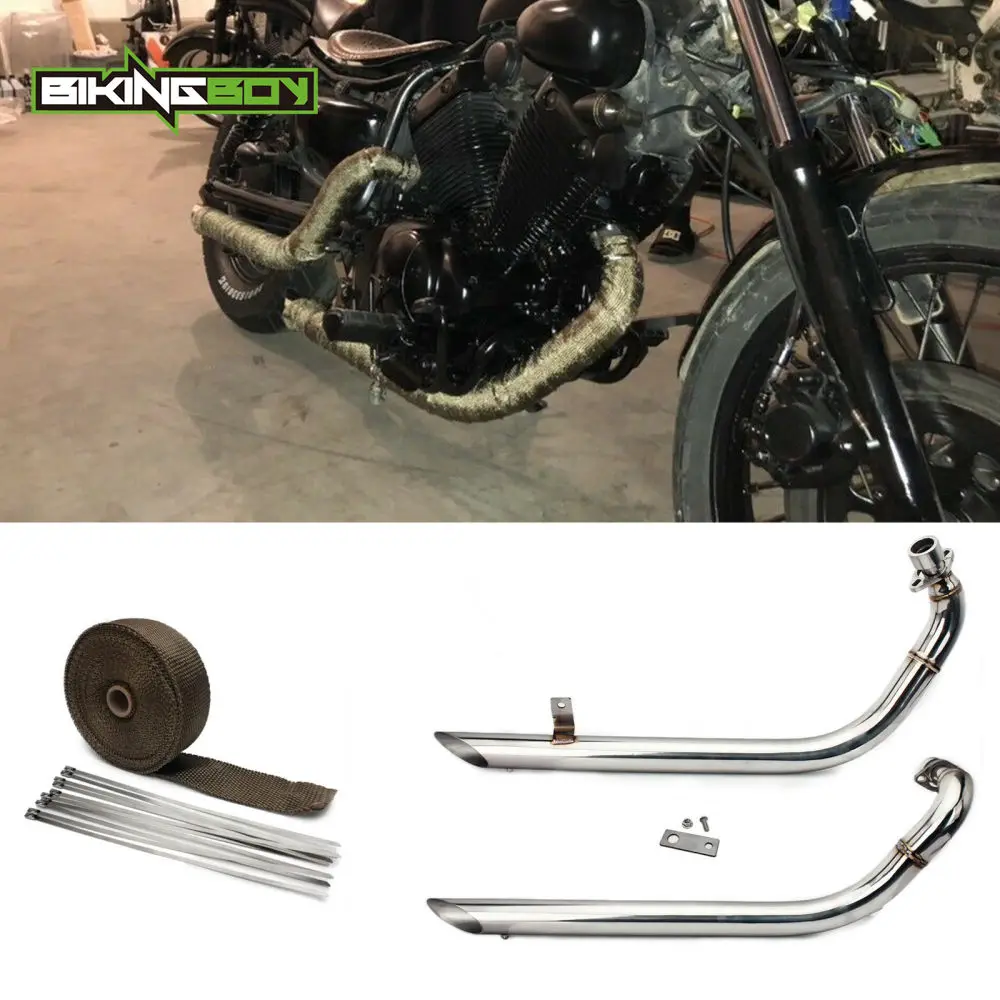 

BIKINGBOY Pipes Muffler Exhaust Silencer Heat Wrap Tape Virago XV535 XV400 XV 535 400 88-04 89 90 91 92 93 94 Slash Cut Cruiser
