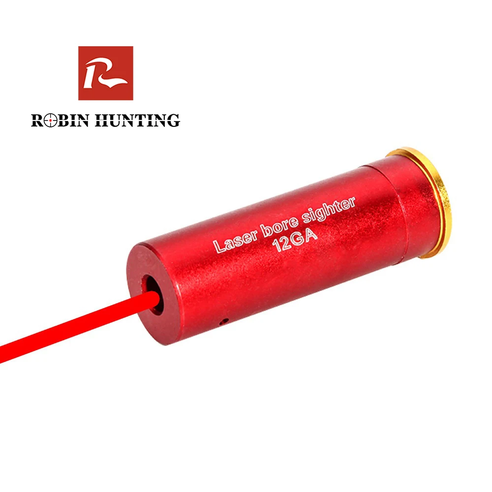 

Robin Hunting 12GA Cartridge Laser Bore Sighter Tactical 12 GAUGE Red Dot Sight For Rifle Hunting Red Copper Laser Boresighter