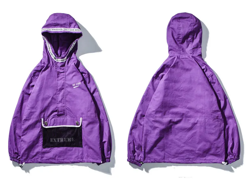 Front Pocket Half Zip Hooded Windbreaker Jacket 2
