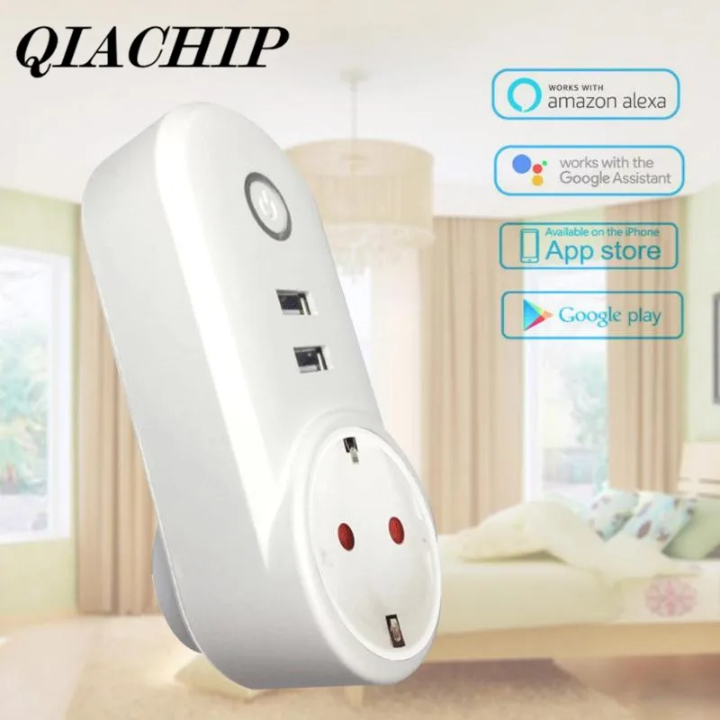 

QIACHIP Wireless Wifi Power Home Smart Socket Outlet Switch Remote Control Work With Amazon Alexa Voice Control DS35
