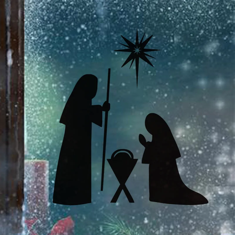 2 X Pegatinas De Vinilo 20cm-Escena Natividad Navidad Cristiana Jesus #45835 