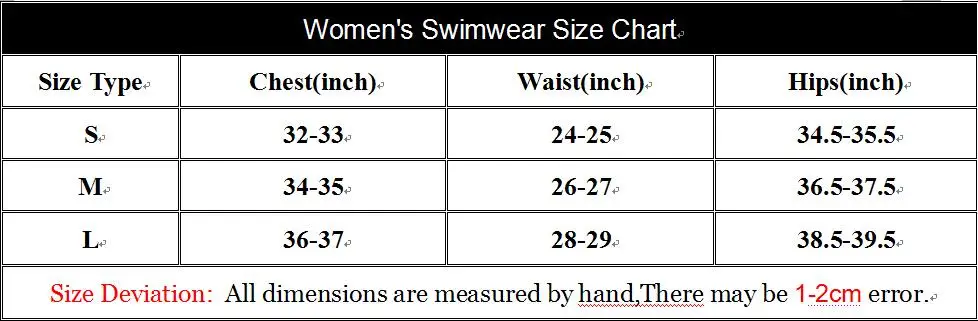 Size chart S M L