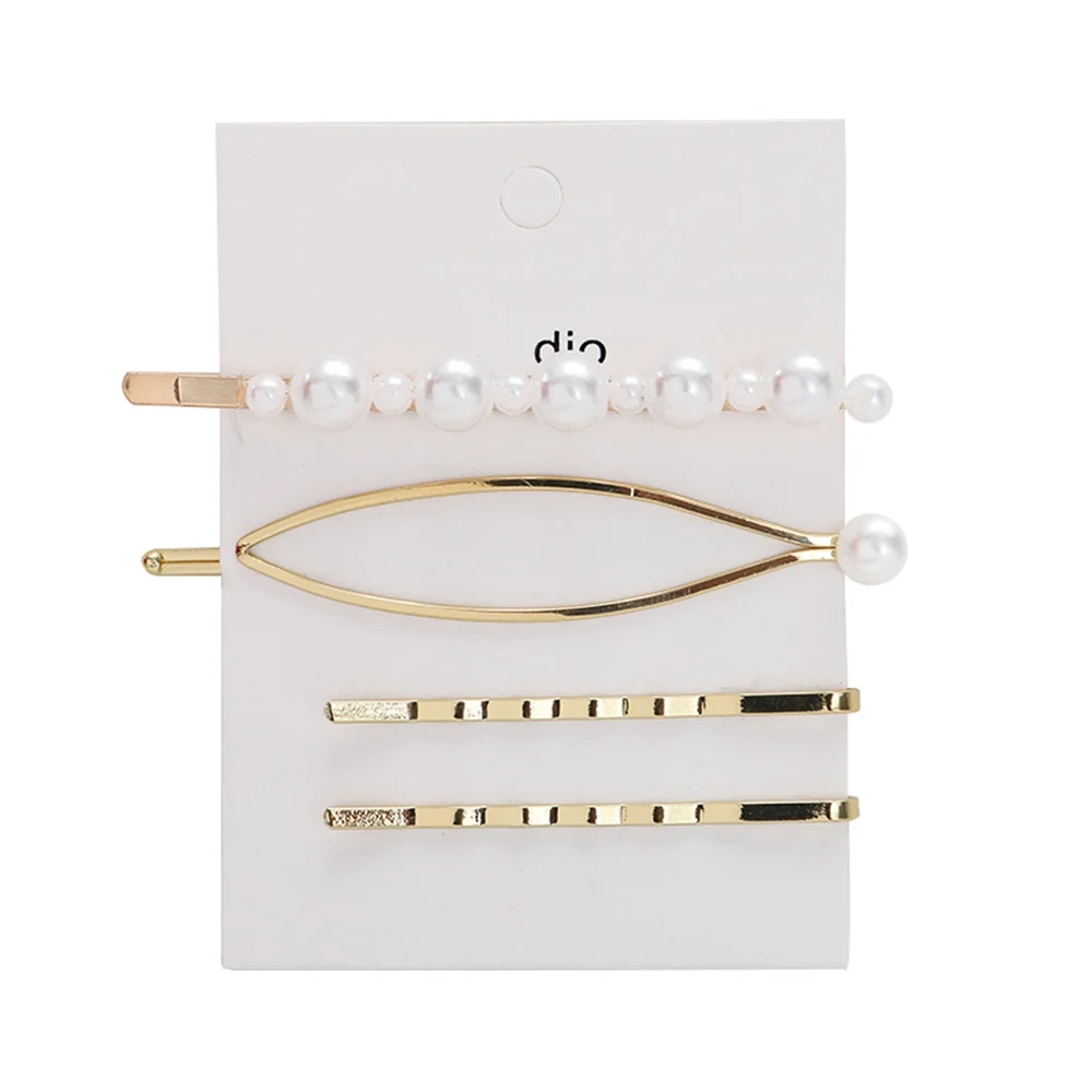 3/4/5 Pcs Metal Pearl Hairpin Combination Bangs Clip Side Clip Card Simple Hair Clips Barrettes Headwear Styling Crystal Hairpin 3/4/5 Pcs Metal Pearl Hairpin Combination Bangs Clip Side Clip Card Simple Hair Clips Barrettes Headwear Styling Crystal Hairpin