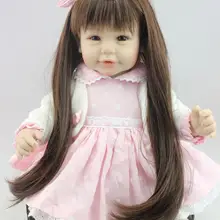 20 дюймов 50 см магнитный рот возрождается кукла жесткий силиконовый реалистичного игрушки подарок для детей рождественский подарок белое пальто розовое платье