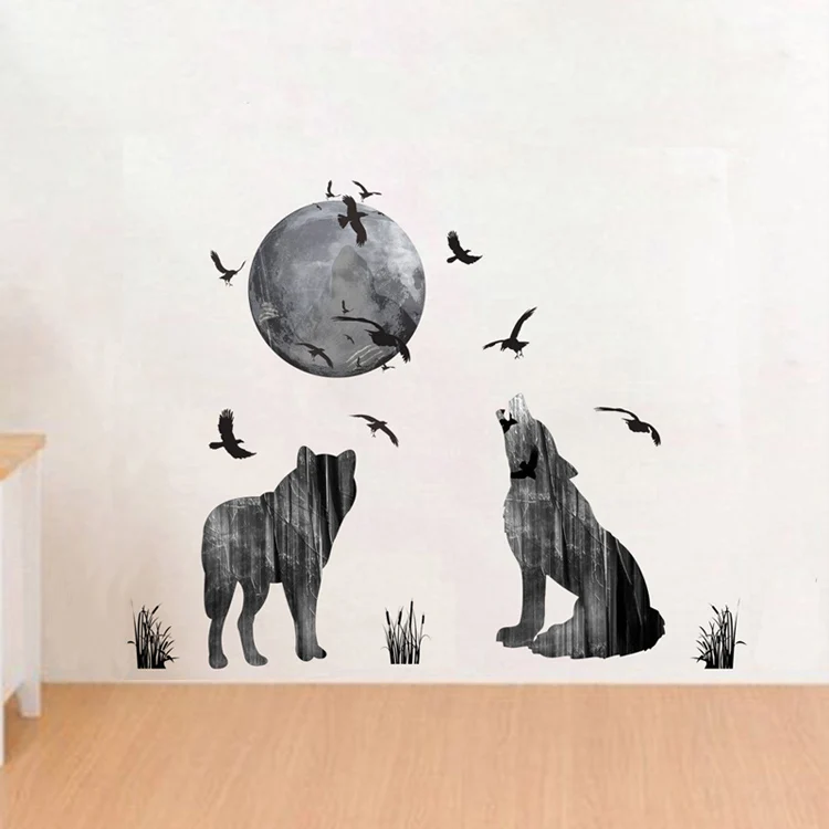 Creative Moonlight Wolf Wall Sticker For Bedroom Sale up to 70