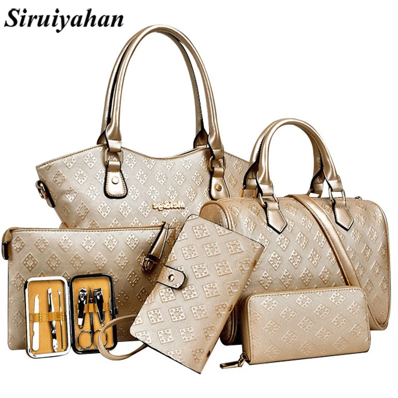 

Siruiyahan 6Set Luxury Lady Handbag 2018 Composite Bags Women Messenger Bags Shoulder Crossbody Bag Female Purse Clutch Wallet 1