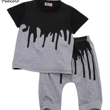 Helen115/крутая футболка с короткими рукавами и абстрактным рисунком для новорожденных мальчиков+ штаны, комплект из 2 предметов для детей от 0 до 4 лет