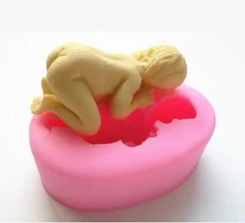 

by dhl 200pcs practical 3D Sleep baby handmade soap mold chocolate cake decorating tools DIY cookies fondant silicone mould