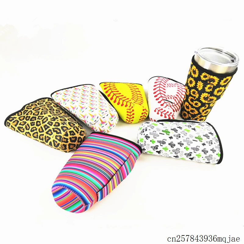 

50 Pcs Leopard Water Bottle Covers Tumbler Carrier Pouch Rainbow Case Mermaid Neoprene Insulated Sleeve Bag for 30oz Tumbler Cup