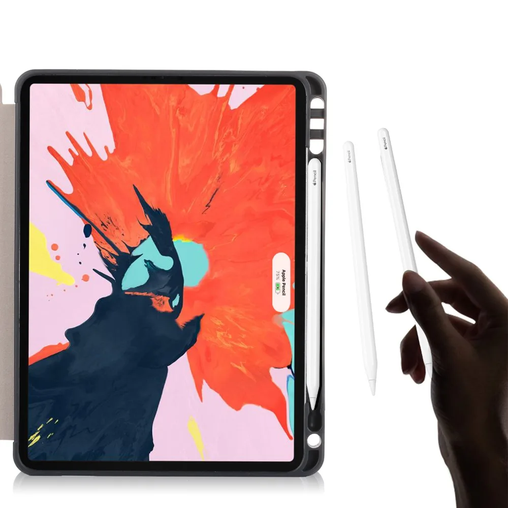 

For New iPad Pro 11" 2018 Release Case Pencil Holder Ultra Slim Shockproof PU Leather Trifold Stand Cover For iPad Pro 11 Case