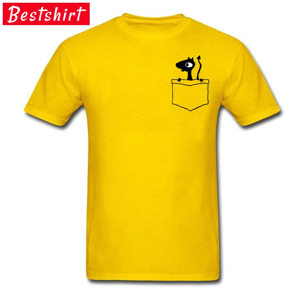 FunnyPrinted On Short Sleeve Tees Fall Graphic Round Collar 100% Cotton T Shirt Men's T Shirt Normal  Wholesale Lucis in the pocket  9291 Chest yellow