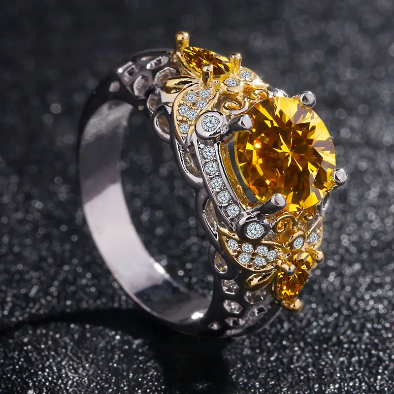 Unique Stylish Anniversary Wedding Ring for Women Hollow Yellow Bee